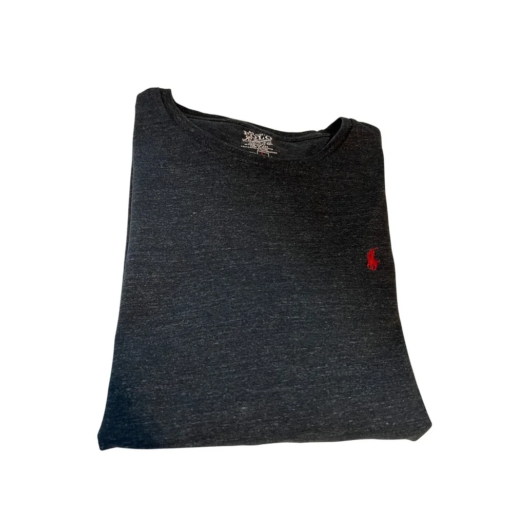 Polo Ralph Lauren Long Sleeve T-Shirt Mens L Charcoal Grey Custom Fit Cotton A23